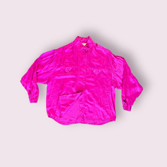 Hot pink 100%silk shirt