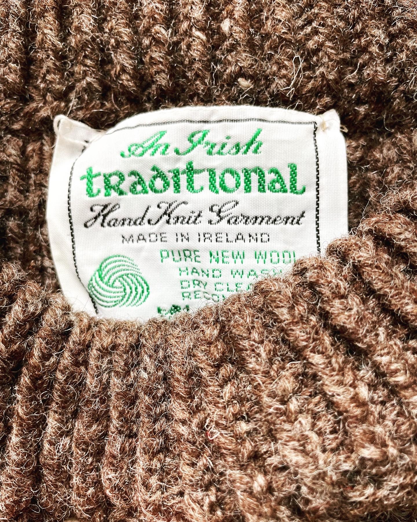 Irish wool sweater, chocolate brown
