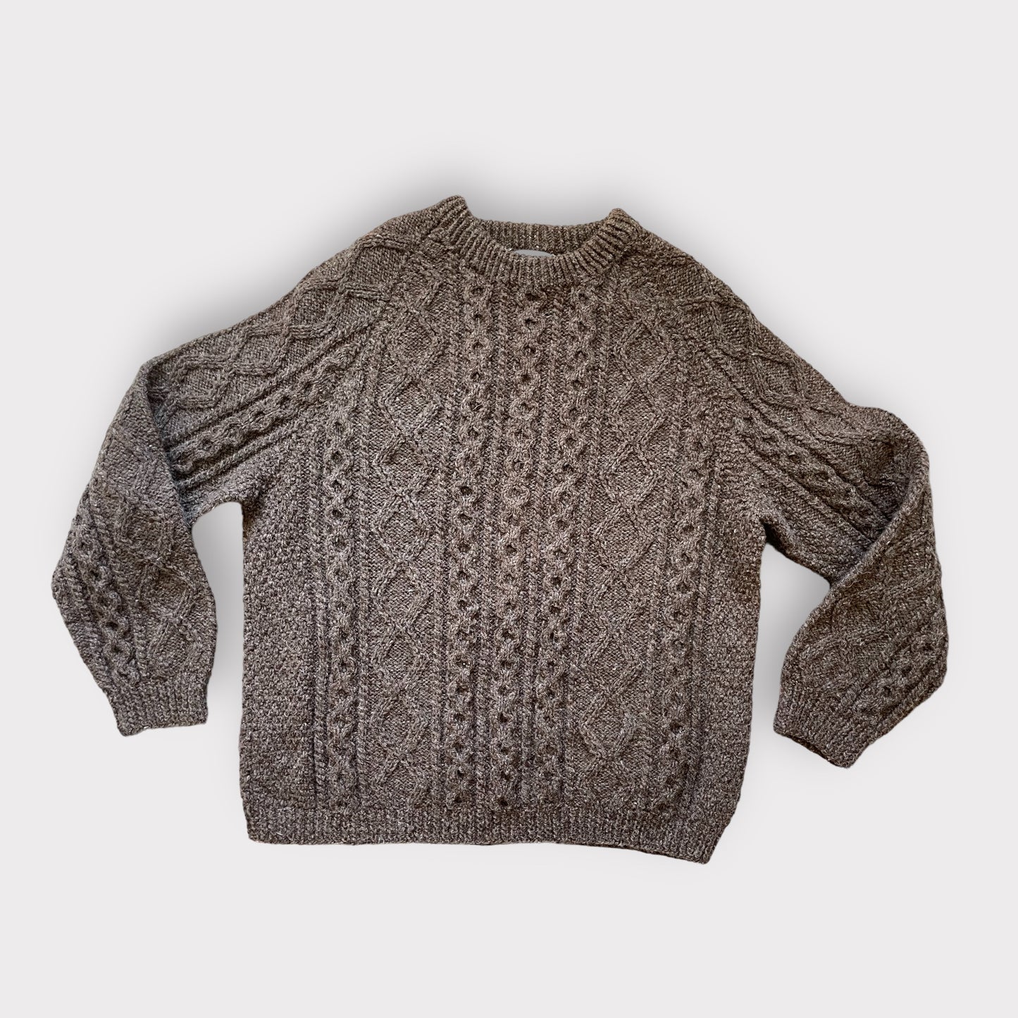 Irish wool sweater, chocolate brown
