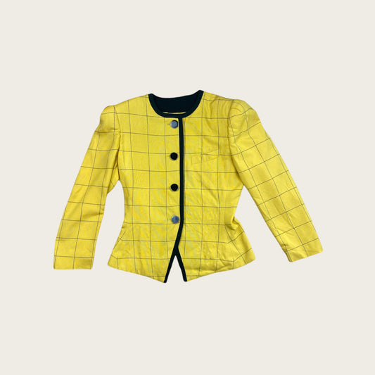 yellow and black checkered 1980's blazer